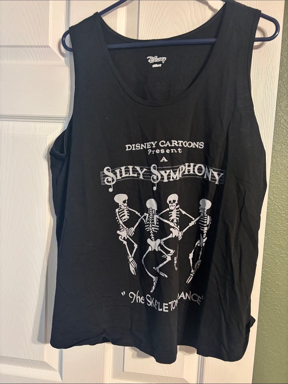 Disney Black Tank Top with White Silly Symphony Skeletons Graphic